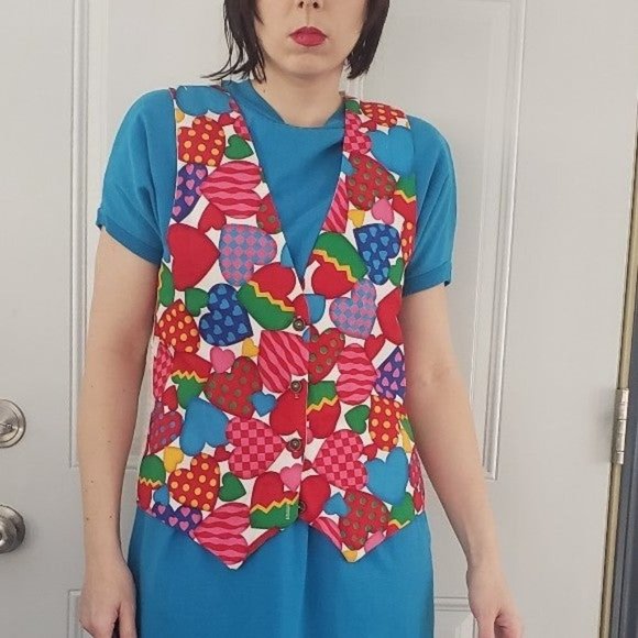 80s/90s Heart‎ Print Vest - Picture 1 of 4